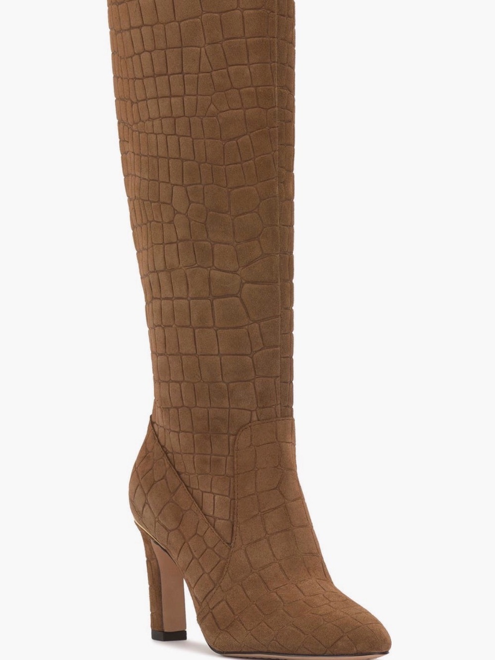 Vince Camuto Tan Croc-Embossed GENUINE LEATHER Knee high Boot (Wide Calf)